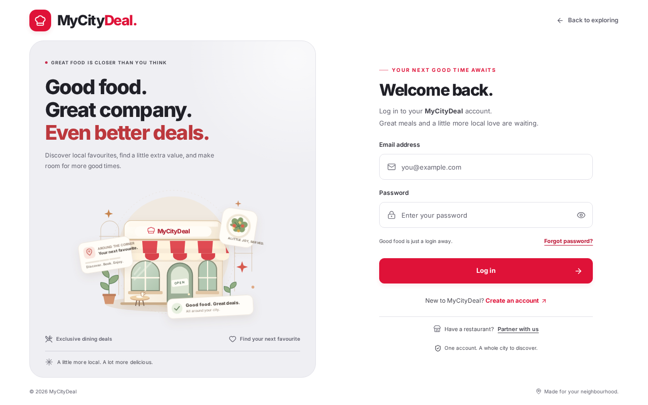 Login page