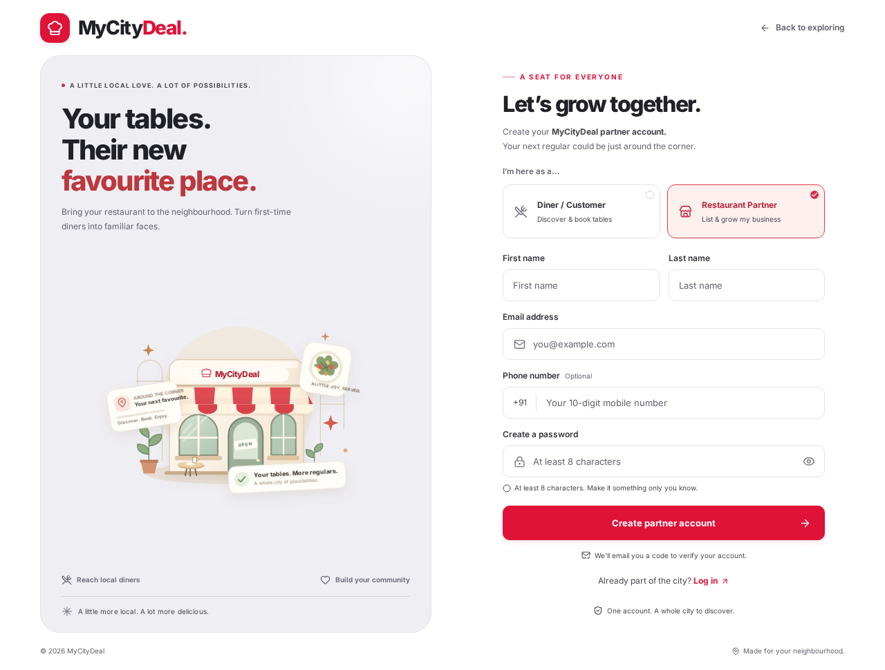 Restaurant registration form