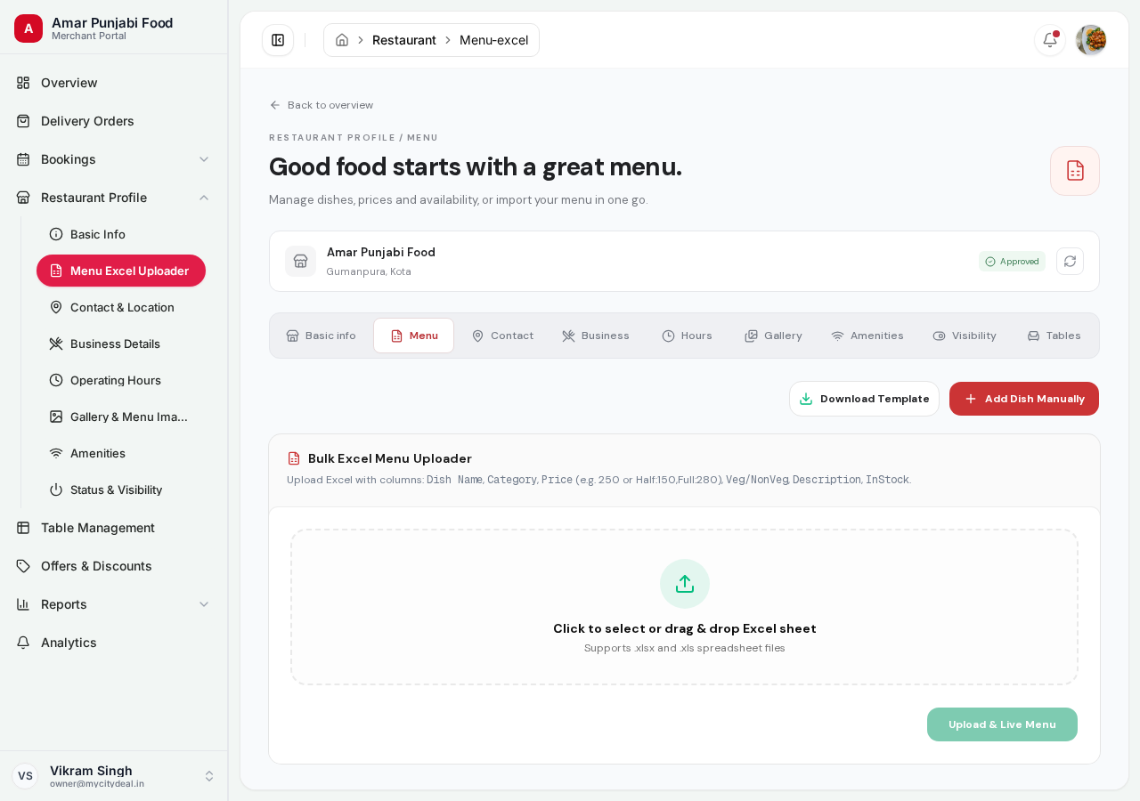 Menu management