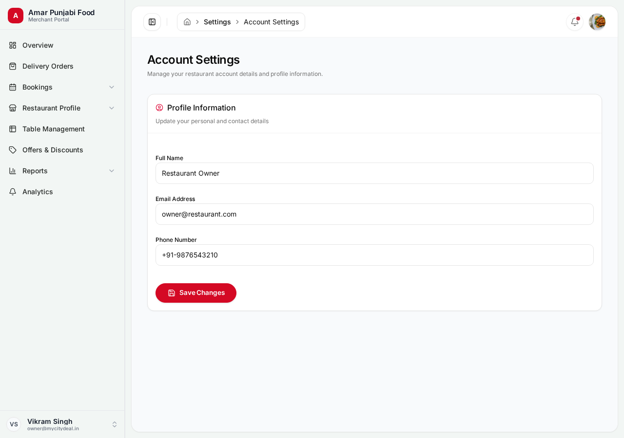 Account settings